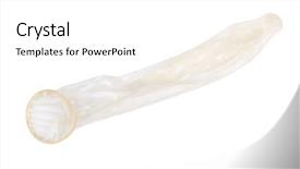  Presentation with condom - Beautiful presentation theme featuring sexually transmitted disease - used condom isolated on white backdrop and a white colored foreground
