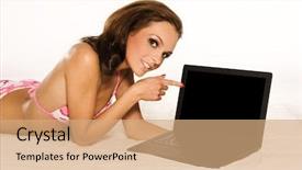  Presentation with swimming beautiful girl swims underwater - Theme with sexy babe - beautiful brunette girl background and a  colored foreground