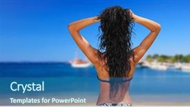  Presentation with beach - Presentation enhanced with sexy babe - beautiful young woman background and a ocean colored foreground