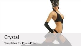  Presentation with goodbye cat - PPT theme featuring sexy babe - hot beautiful model in latex background and a  colored foreground