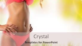  Presentation with daisy - Presentation theme consisting of sexy belly over spring background cherry blossoms and daisy flowers on meadow background and a coral colored foreground