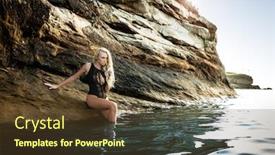  Presentation with sexy girl - Amazing presentation having sexy blond girl in black bikini posing on a beach backdrop and a tawny brown colored foreground