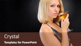  Presentation with goblet - Presentation theme featuring sexy blonde holding goblet in hand background and a tawny brown colored foreground