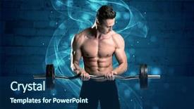  Presentation with weight lifting - Presentation design consisting of sexy body builder lifting weight background and a ocean colored foreground