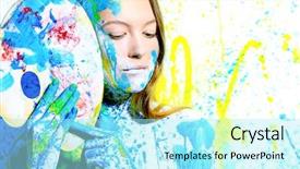  Presentation with arabic woman beautiful muslim face - Slides with sexy body painting - art project beautiful woman painted background and a arctic colored foreground