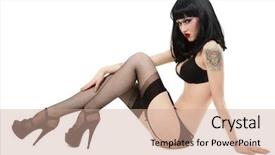  Presentation with sexy - Amazing PPT theme having sexy brunette in bra garter backdrop and a coral colored foreground
