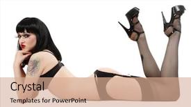  Presentation with sexy - Slide deck enhanced with sexy brunette in bra garter background and a coral colored foreground
