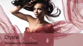  Presentation with sexy - PPT theme featuring sexy brunette in the windy background and a violet colored foreground