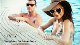  Presentation with clear sunny day rural landscape - Audience pleasing slides consisting of sexy couple on sunny vacation backdrop and a  colored foreground