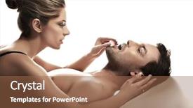  Presentation with cube - Presentation theme featuring sexy couple with ice cube background and a tawny brown colored foreground