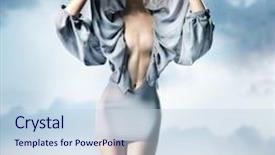  Presentation with modeling - Amazing PPT layouts having sexy fashion modeling - glamour woman backdrop and a sky blue colored foreground