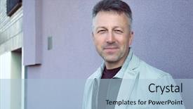  Presentation with outdoor mall - Colorful slide deck enhanced with sexy fashion modeling - handsome cheerful mid adult man backdrop and a  colored foreground