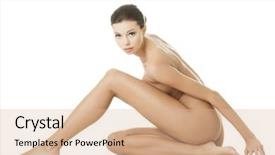  Presentation with skin and wound healing - Slide set with beauty slimming - sexy fit naked woman background and a coral colored foreground