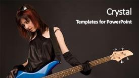  Presentation with bass guitar - PPT theme with sexy girl in crazy outfit with bass guitar studio shot background and a dark gray colored foreground