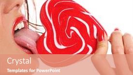  Presentation with sexy girl - Amazing PPT theme having sexy girl with red lollipop backdrop and a coral colored foreground