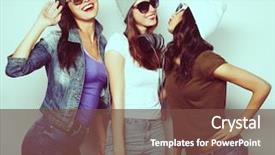  Presentation with fashion - Beautiful presentation theme featuring sexy hipster girls best friends backdrop and a tawny brown colored foreground