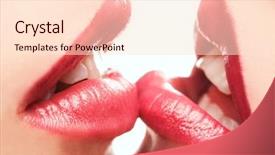  Presentation with lovers - PPT theme consisting of sexy lips - beautiful female lovers kissing closeup background and a lemonade colored foreground