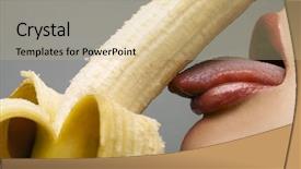  Presentation with lips mouth - Cool new presentation design with sexy lips - close-up female mouth licking peeled backdrop and a mint green colored foreground