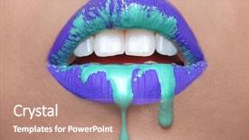 Presentation with creation - Cool new PPT theme with sexy lips - extreme makeup cosmetic creation using backdrop and a coral colored foreground