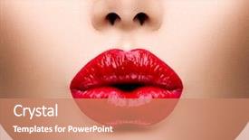  Presentation with lipstick kiss - Presentation design with sexy lips beauty red lip background and a coral colored foreground