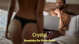  Presentation with love between man and woman - Colorful presentation design enhanced with sexy lovers in passion -man backdrop and a tawny brown colored foreground