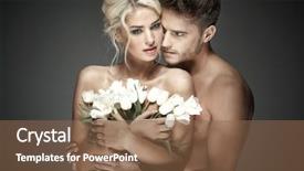  Presentation with sex - Presentation design featuring sexy loving couple with flowers background and a tawny brown colored foreground