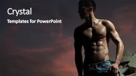  Presentation with good - PPT layouts having sexy men - good looking bodybuilder posing background and a dark gray colored foreground