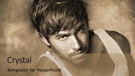  Presentation with stylized - Slide set featuring sexy men - vintage stylized monochrome sepia classic background and a coral colored foreground