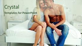  Presentation with good morning couple bed - Beautiful presentation theme featuring sexy men - young couple sitting backdrop and a soft green colored foreground