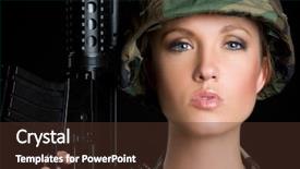  Presentation with sexy girl in stars - Slide deck featuring woman army - sexy military girl background and a tawny brown colored foreground