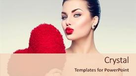  Presentation with sexy - Colorful presentation theme enhanced with valentine' day brunette lady headshot backdrop and a lemonade colored foreground