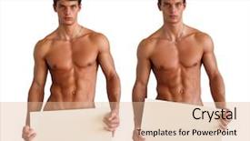  Presentation with box - Slide deck featuring sexy muscle - naked muscular man covering background and a coral colored foreground