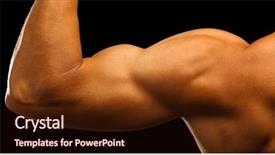  Presentation with strong - Slide deck with sexy muscle - strong biceps on a black background and a wine colored foreground