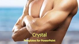  Presentation with strong - Presentation theme with sexy muscle - strong torso of young man background and a tawny brown colored foreground