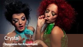  Presentation with glamour pantyhose - Beautiful presentation featuring sexy party - two glamour girls with cake backdrop and a  colored foreground