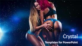  Presentation with tattoo - PPT layouts consisting of sexy pole dancing women team background and a navy blue colored foreground