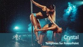  Presentation with pole - Beautiful theme featuring sexy pole dancing women team backdrop and a ocean colored foreground