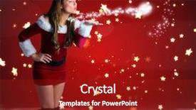  Presentation with star red - Theme with sexy santa girl blowing a kiss against bright star pattern on red background and a crimson colored foreground