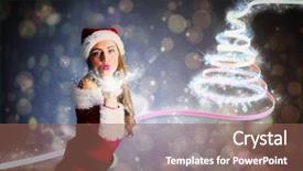  Presentation with sexy girl - Cool new presentation design with sexy santa girl blowing a kiss against dark abstract light spot design backdrop and a violet colored foreground