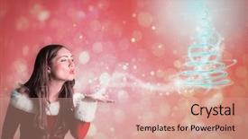  Presentation with girl design - Cool new presentation theme with sexy santa girl blowing a kiss against red abstract light spot design backdrop and a coral colored foreground