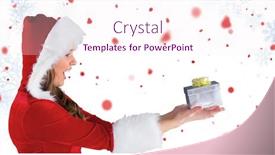  Presentation with sexy girl - Beautiful PPT layouts featuring sexy santa girl holding gift against snowflake pattern backdrop and a sky blue colored foreground