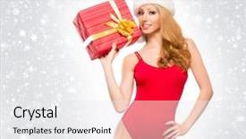  Presentation with sexy girl - PPT theme featuring sexy santa girl in christmas background and a  colored foreground