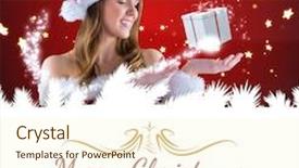  Presentation with sexy girl - Amazing PPT layouts having sexy santa girl presenting with hand against border backdrop and a cream colored foreground