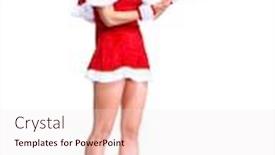  Presentation with christmas party - PPT theme featuring sexy santa helper woman christmas party isolated over white background background and a sky blue colored foreground