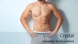  Presentation with sexy - Slides having sexy shirtless man on white background and a light blue colored foreground