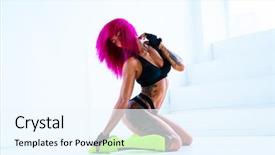  Presentation with slim body - PPT theme consisting of sexy slim woman with pink background and a  colored foreground