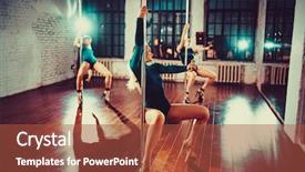  Presentation with team training - Audience pleasing PPT theme consisting of sexy slim women team pole backdrop and a red colored foreground