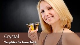  Presentation with goblet - Slides consisting of sexy smiling blonde standing with goblet background and a tawny brown colored foreground