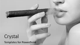  Presentation with cigar - Slide deck with sexy smoking beautiful woman cigar closeup studio shot background and a light gray colored foreground
