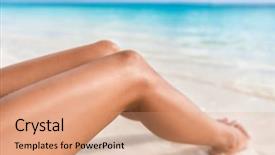  Presentation with aging skin - Cool new PPT theme with sexy suntan bikini woman legs backdrop and a coral colored foreground